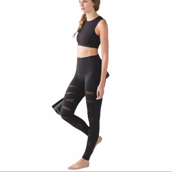 Lululemon Wunder Under high rise Tech mesh black leggings size 4 - Picture 3 of 11